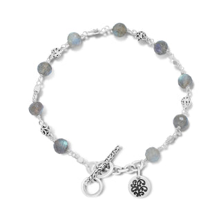 LH Scroll Bead 4mm with Faceted Labradorite 6mm Wire-Wrapped Bracelet
