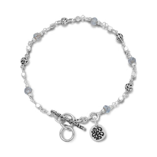 LH Scroll Bead 4mm with Faceted Labradorite 4mm Alternate Wire-Wrapped Bracelet