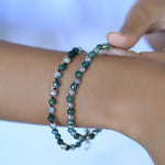 LH Scroll Bead with Moss Agate 4mm Knot Bracelet