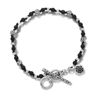 LH Scroll Bead with Matte Black Onyx 4mm Knot Bracelet