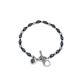 Hematite (4x6mm) Barrel bead with 6-LH Scroll Bead Knot Bracelet