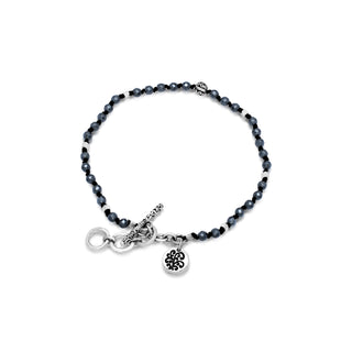 Hematite (3mm) Bead with LH Scroll Bead Middle Knot Bracelet