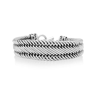 Classic Signature Figure-8 Weave with Handcarved Scroll Ends Bracelet