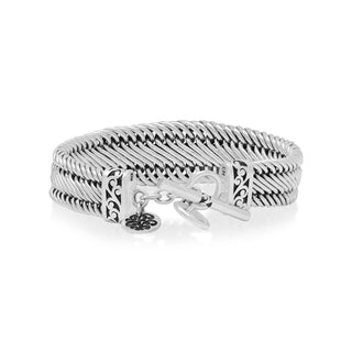 Classic Signature Figure-8 Weave with Handcarved Scroll Ends Bracelet