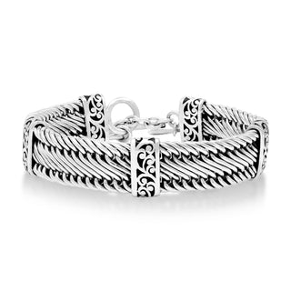 Figure 8 Weave with Signature Scroll Station Bracelet - Lois Hill Jewelry