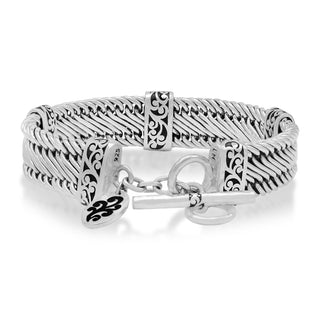 Figure 8 Weave with Signature Scroll Station Bracelet - Lois Hill Jewelry