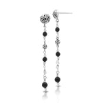 LH Scroll Bead with Matte Black Onyx 4mm Wire-Wrapped Drop Stud Earrings