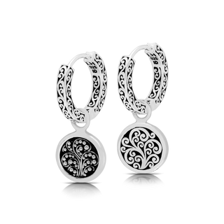 LH Scroll “Huggie” Earring with Round Earring Charm (sold as set)