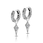 LH Diamond Scroll “Huggie” with Pave Stylized Carved Diamond Earring Charm (sold as set)