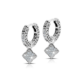 LH Diamond Scroll “Huggie” with Pave Diamond Earring Charm (sold as set)