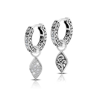 LH Diamond Scroll “Huggie” with Marquise Diamond Earring Charm (sold as set)
