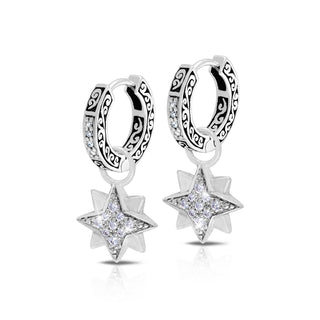 LH Diamond Scroll “Huggie” with Starbright Diamond Earring Charm (sold as set)