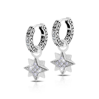 LH Diamond Scroll “Huggie” with Starbright Diamond Earring Charm (sold as set)