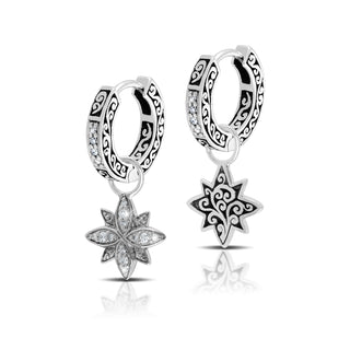 LH Diamond Scroll “Huggie” with Starburst Diamond Earring Charm (sold as set)