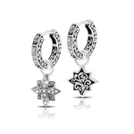 LH Diamond Scroll “Huggie” with Carved Scroll Starburst Diamond Earring Charm (sold as set)