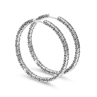 Sleek LH 4-sided Scroll Wraparound Hoop Earrings 35mm Diameter