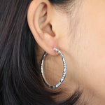 LH Scalloped Scroll Wraparound Hoop Earrings 35mm Diameter