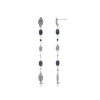 Hematite (4x6mm) Barrel Bead with LH Marquise Scroll Post Earrings