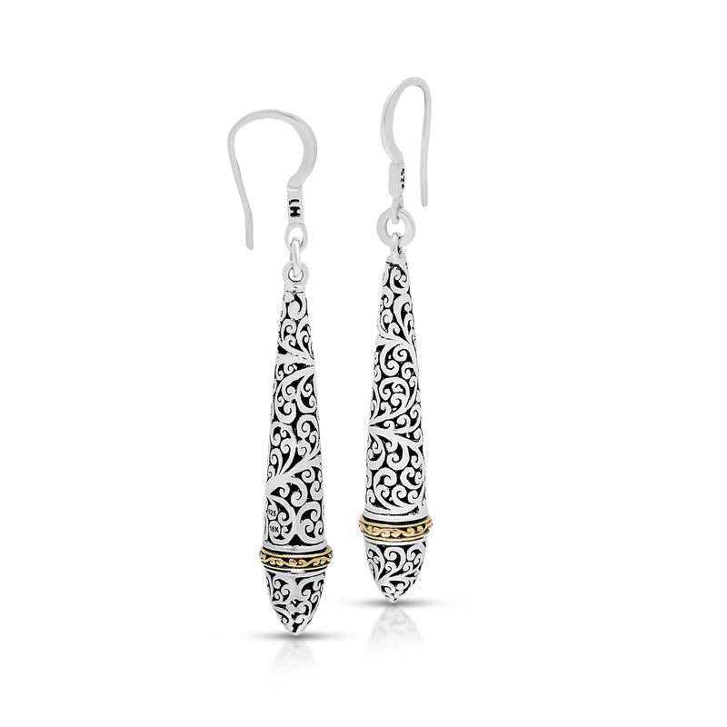 18K LH Scroll Accent with LH Scroll Drop Earrings