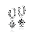 LH Diamond Scroll “Huggie” with Carved Scroll Starburst Diamond Earring Charm (sold as set)