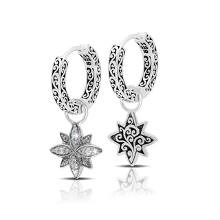 LH Diamond Scroll “Huggie” with Starburst Diamond Earring Charm (sold as set)