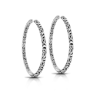 LH Domed Scroll Wraparound Hoop Earrings 35mm Diameter