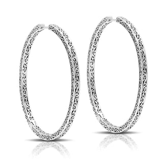 Sleek LH 4-sided Scroll Wraparound Hoop Earrings 40mm Diameter