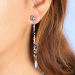 Hematitte (3mm) Bead & (4x6mm) Barrel Bead with Marquise LH Scroll Post Earrings