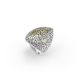 18K Gold LH Scroll Marquise Cocktail Ring