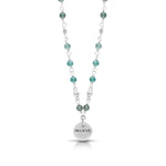 "Believe" Charm LH Scroll  with Moss Agate 4mm Wire-Wrapped Necklace