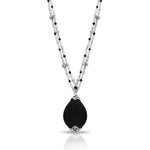 Large Teardrop Matte Black Onyx 2mm with LH Scroll Accent Double Layer Wire-Wrapped Necklace