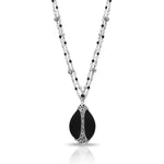 Large Teardrop Matte Black Onyx 2mm with LH Scroll Accent Double Layer Wire-Wrapped Necklace