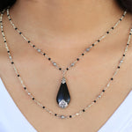 LH Scroll with Matte Black Onyx 4mm Wire-Wrapped Necklace