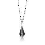 Teardrop Matte Black Onyx 2mm with LH Scroll Accent Wire-Wrapped Necklace