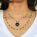 Round Matte Black Onyx 4mm with LH Scroll Accent Wire-Wrapped Necklace