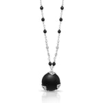 Round Matte Black Onyx 4mm with LH Scroll Accent Wire-Wrapped Necklace