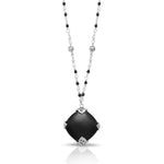 Cushoin Matte Black Onyx 2mm with LH Scrol Accent Wire-Wrapped Necklace