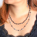 Hematite (4x6mm) Barrel Bead with LH Scroll Marquise Wire-Wrapped Necklace