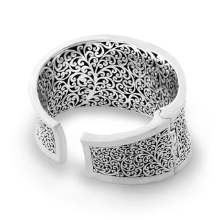 14K Gold Square Stylized LH Scroll Sterling Silver Cuff
