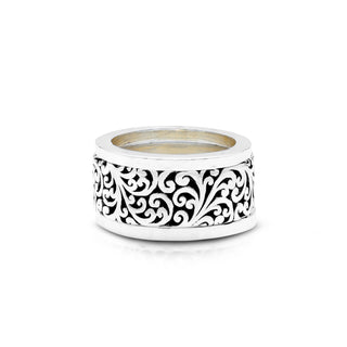 LH Scroll with Hammered 3-Stack Ring (12mm Width)