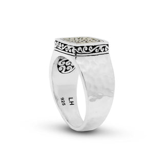 18K Gold LH Scroll Two Tone Signet Ring