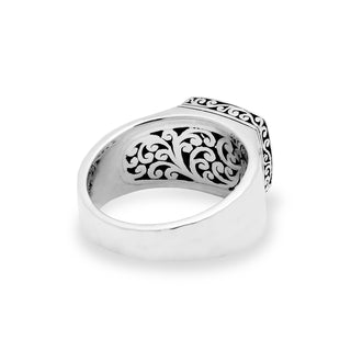 18K Gold LH Scroll Two Tone Signet Ring