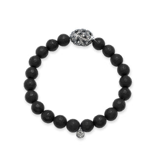 Oval Brown Diamond with Matte Black Onyx Stretch Bracelet (8mm Diameter)