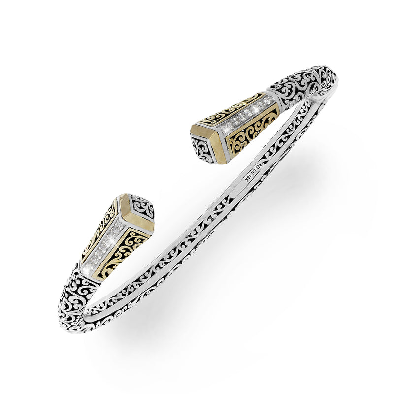 18K Gold and Diamond (.25 cts) Edges on LH Silver Cuff