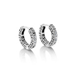 LH Diamond Scroll “Huggie” with Pave Stylized Carved Diamond Earring Charm (sold as set)