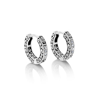 LH Diamond Scroll “Huggie” with Starbright Diamond Earring Charm (sold as set)