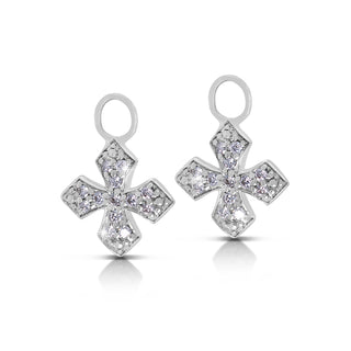 LH Diamond Scroll “Huggie” with Maltese Cross Diamond Earring Charm (sold as set)