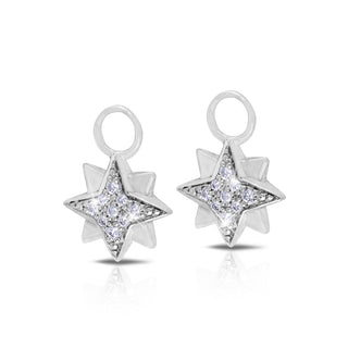 LH Diamond Scroll “Huggie” with Starbright Diamond Earring Charm (sold as set)