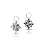 LH Diamond Scroll “Huggie” with Carved Scroll Starburst Diamond Earring Charm (sold as set)