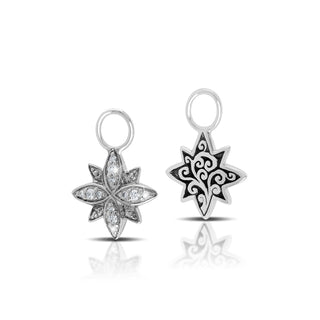 LH Diamond Scroll “Huggie” with Starburst Diamond Earring Charm (sold as set)